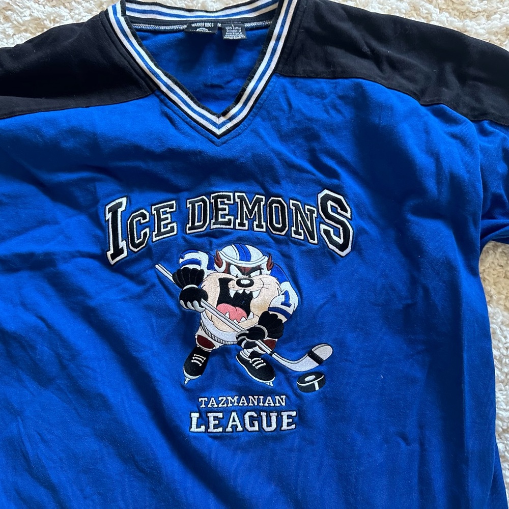 VTG Taz Looney Tunes  Hockey Jersey Tazmanian Devil Size L